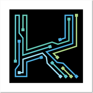 Alphabet K Circuit Typography Design Posters and Art